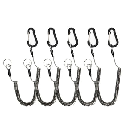 Retractable Safety Lanyards Coiled Lanyard with Aluminum Hook and Quick Release Buckle Lanyard Safe Tool for Fishing Kayaking Keys - color: 5Pcs