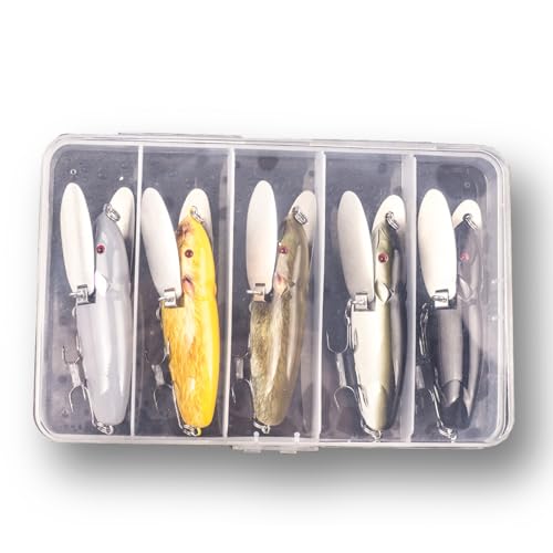 WOLFSKIN Topwater Bait Fishing Lure Crank Baits Floating Tractor Rat Lure Set Fishing Bait kit for Bass Freshwater Saltwater - color: 5 colors