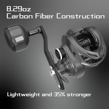 Baitcaster Reel Carbon Fiber 9+1 Ball Bearings Anti-Corrosion Baitcasting Fishing Reel Magnetic Brake System Bait Caster Reel High Speed Gear Ratio 6.3:1 Ultra Smooth - style: Right Hand