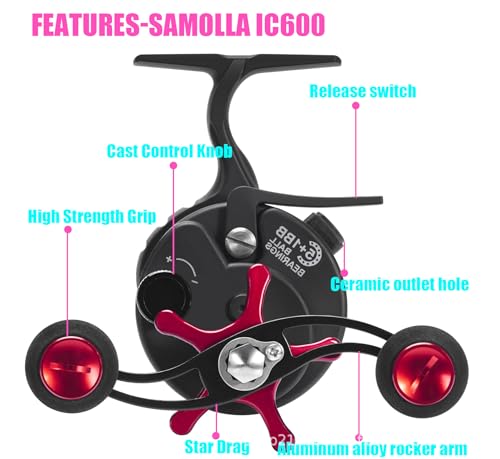 Ultra Portable High-Foot Ice Fishing Reels with Smooth 8KG Drag, Inline Ice Reel and 3.5:1 5+1 BB