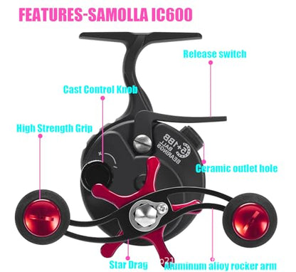 Ultra Portable High-Foot Ice Fishing Reels with Smooth 8KG Drag, Inline Ice Reel and 3.5:1 5+1 BB