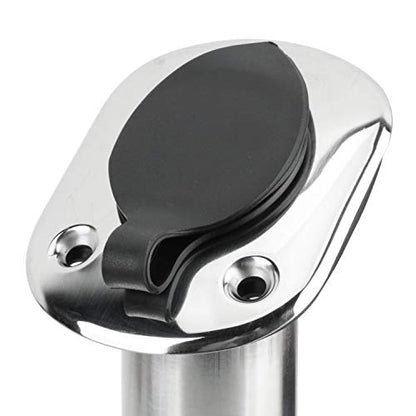 Amarine Made 4 Pack of Stainless Steel Rod Holders Rubber with Cap, Liner, Gasket (30 Degree Rod Holders)