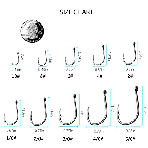 AMHDV 200pcs/pack Circle Fishing Hooks Super Strong Octopus Barb Fishing Hook for Freshwater Saltwater - size: 200pcs-10#