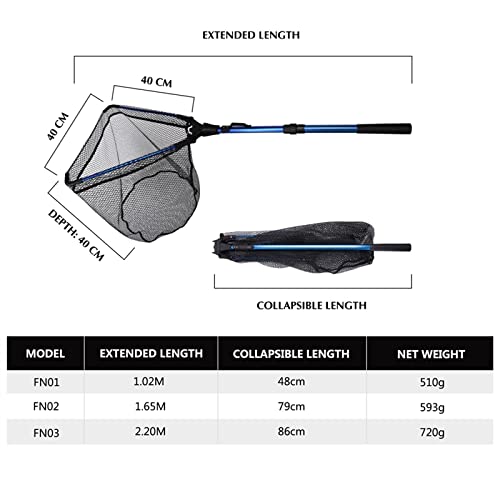 Fishing Net Retractable Fishing Net Telescoping Landing Net Foldable Fishing Net Carp Bass Pike Trout Fishing Tackle 8kg Max Load Landing Nets for Fishing(165cm) - size: 165cm