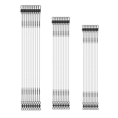 30pcs Fishing Tackle Leaders, Fishing Leaders Line for Saltwater and Freshwater Stainless Steel Wire with Swivel Snaps (Black)