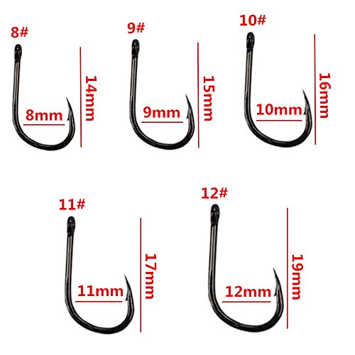 Small Fishing Hooks Set 10 Sizes 600pcs High Carbon Steel Fishing Hooks with a Plastic Box - color: 600pcs Black Hook