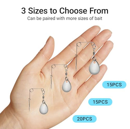 Fishing Spinnerbait Smooth Spoons Kit Fishing Spinner Blades Smooth Spoons Rigs with Willow and Teardrop Making Fishing Lures Replacement Accessories - color: D: 50Pcs Silver Teardrop Spinnerbaits Smooth Spoons Kit