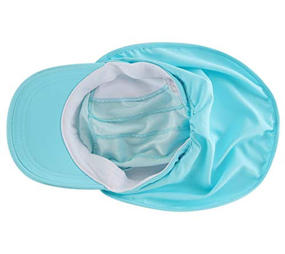 Connectyle Kids Sun Hat with Removable Neck Flap UPF 50+ Sun Protection Baseball Cap Summer Beach Sun Hats 3-6 Years - color: Aqua Blue