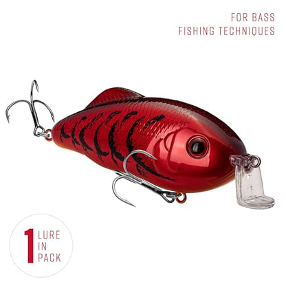 Strike King Hybrid Hunter Shallow Jr. Fishing Lure, Shallow Diving Crankbait, 90-Degree Bill, 3D Eyes, Loud Rattle, Dives 1 to 3-Feet,Size 4 & 6 Treble Hooks - color: Delta Red, size: 1/2 oz