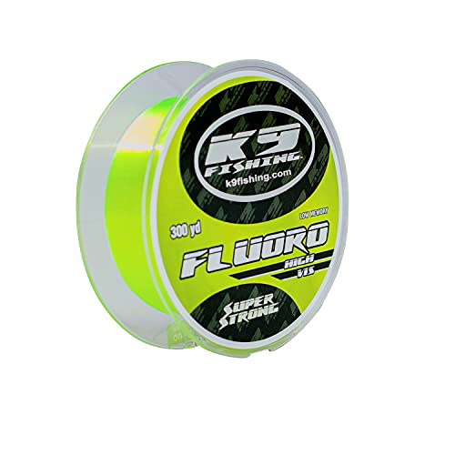 K9 Hi-Vis Original Fluoro Fishing Line, Chartreuse Fluorocarbon Blend, Reacts Under UV Blacklight, Night Fishing & Line Watching, 300-2000 Yd - size: 300 YD