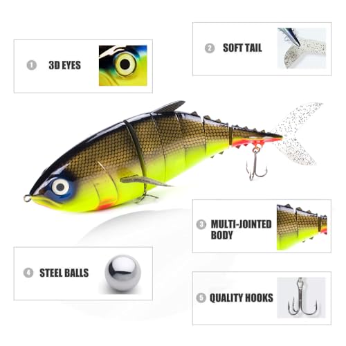 Large Multi Jointed Fishing Lures Bait,Big Giant Fishing Bass Lures,Crankbaits Swimbaits with Treble Hook - color: C1-15.77",36oz