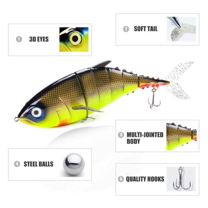 Large Multi Jointed Fishing Lures Bait,Big Giant Fishing Bass Lures,Crankbaits Swimbaits with Treble Hook - color: C1-15.77",36oz