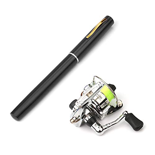 Lixada Fishing Rod Reel Combo Mini Pen Fishing Pole Kit Telescopic Fishing Rod Spinning Reel Combo Kit - color: Black, size: 1.0 m