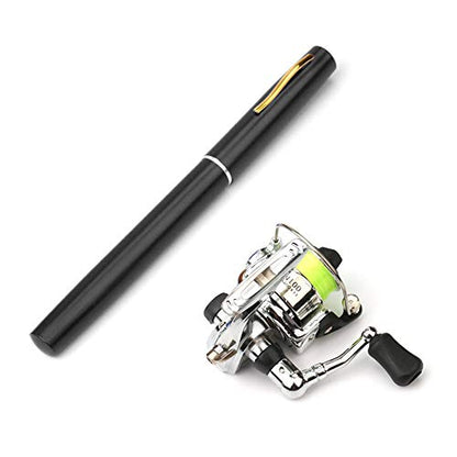 Lixada Fishing Rod Reel Combo Mini Pen Fishing Pole Kit Telescopic Fishing Rod Spinning Reel Combo Kit - color: Black, size: 1.4 m