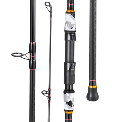 Sougayilang Surf Fishing Rod Portable Travel MH/H Surf Spinning Rod 4 Piece Carbon Fiber Saltwater Fishing Rod 10'/11'/12'/15' - color: gray, size: 12ft-Spinning-4Pc-H