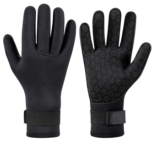 SUJAYU 3mm Neoprene Gloves Diving Gloves Water Gloves Wetsuit Gloves, Anti Slip Fishing Gloves Surfing Gloves, Waterproof Gloves Pool Glove Swim Gloves Ice Fishing Gloves - size: X-Large