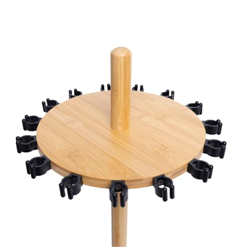 Fishing Pole Rod Racks—Floor Stand Bamboo Fishing Gear Equipment Storage Organizer, Easy Installation - Round rods holder - style: holds up 15 rods
