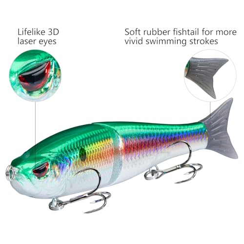Bassdash SwimShad Glide Baits Jointed Swimbait Bass Pike Salmon Trout Muskie Fishing Lure - color: Gizzard Shad, size: 7in/2.2oz