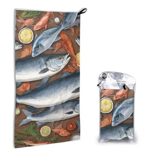 Fishing Bait Printed Ultra Absorbent Microfiber Towel Quick-Drying Towel for Sports,Travel,Gym,Beach,Hiking and Yoga16x31.5in