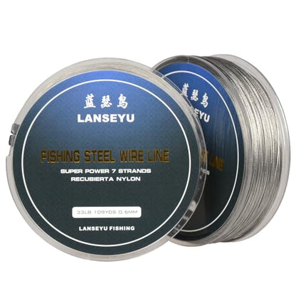 Fishing Lines 100 Metres 33 Pound 0.6mm Fishing Stee Wire Nylon Coated 1x7 Stainless Steel Leader Wire Super Soft Fishing Wire Lines
