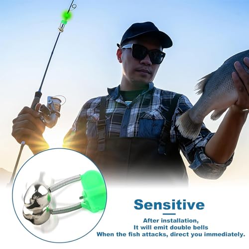 6pack Fishing Rod Holder Ground Support with Bite Alarm Bells, Bungee Cords | Fishing Pole Holder for Bank Beach River Lake Spikes Stand Rack, Night Fishing Gear, Reinforced PVC