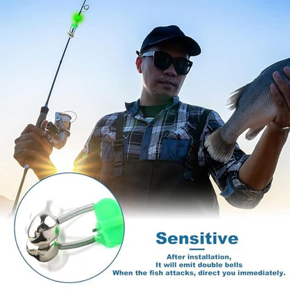 6pack Fishing Rod Holder Ground Support with Bite Alarm Bells, Bungee Cords | Fishing Pole Holder for Bank Beach River Lake Spikes Stand Rack, Night Fishing Gear, Reinforced PVC