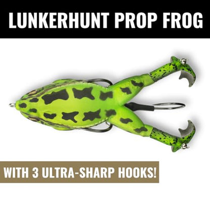 LUNKERHUNT - Frog Bait for Bass Fishing | Soft Hollow Body Weedless Frog for Bass Fishing and Trout | Weedless Realistic Bait Frog Lure, Freshwater with Sharp Hooks Lures and Double Propellers Feet - style: Green Tea
