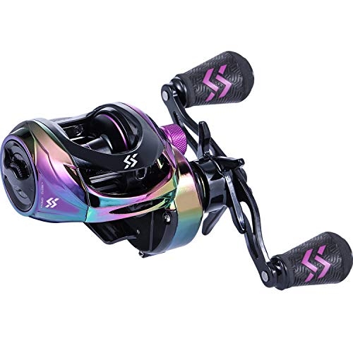 Sougayilang Baitcasting Reels - Colorful Fishing Reel, 8.0:1/7.3:1 Gear Ratios, 9+1 BB, Magnetic Braking System - color: B-Left Handed