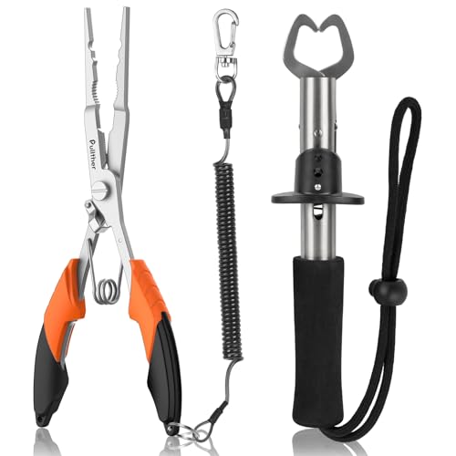 Fishing Tools Kit,Fishing Hook Remover Pliers | Fish Lip Gripper, Muti-Function Fishing Gear with Lanyard, Saltwater Resistant Fishing Accessories - color: 8"Fishing Pliers Orange