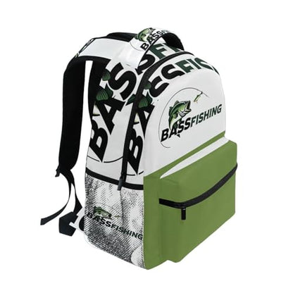 Pfrewn Largemouth Bass Fishing Backpack for Boys Men Travel Laptop Backpack Daypack Bag 17 Inch - color: Bass Fishing, size: 12x7.3x16.9in