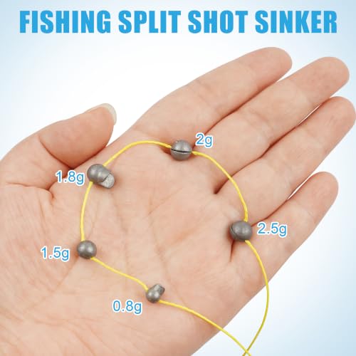Split Shot Fishing Weights, 120pcs Fishing Weights Sinkers Assortment Removable Split Shot Sinkers Round Reusable Clip On Weights Freshwater Saltwater - color: Mixed-120pcs