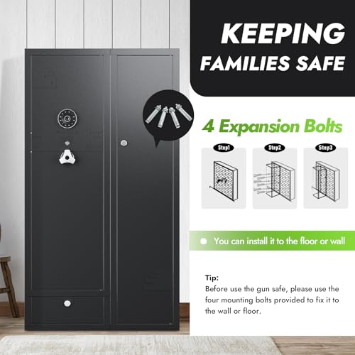 KAER 15-20 Gun Safe Gun Cabinet 2 in 1Large Gun Safes for Rifles and Pistols Rifle Safe for Home High Capacity Electronic Gun Cabinets for Rifles and Shotguns with Drawer,Removable Shelf - size: 15.75"D x 32.7"W x 59.1"H