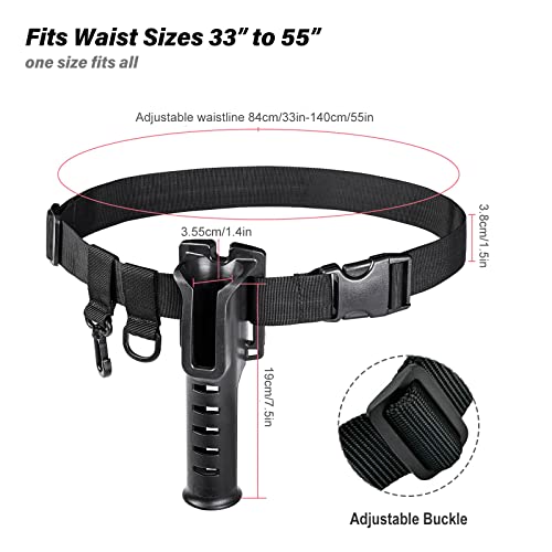 Fishing Rod Holder Belt - Adjustable Waist Wading Belts for Men with Portable Pole Inserter for Spinning Casting Reel, Outdoor Surf Kayak Fly Fishing Gear Accessories Wader Strap