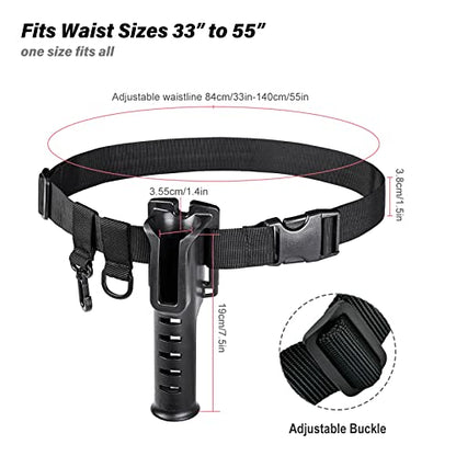 Fishing Rod Holder Belt - Adjustable Waist Wading Belts for Men with Portable Pole Inserter for Spinning Casting Reel, Outdoor Surf Kayak Fly Fishing Gear Accessories Wader Strap