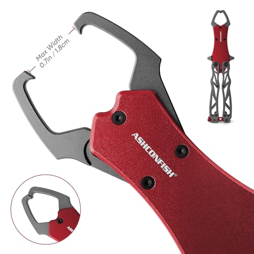 Ashconfish Fish Lip Gripper Pliers - Upgraded Muti-Function Aluminum Alloy Hook Remover and Split Ring Pliers for Fly Fishing, Ice Fishing, Fishing Gear (Dark Grey) - color: Dark Grey