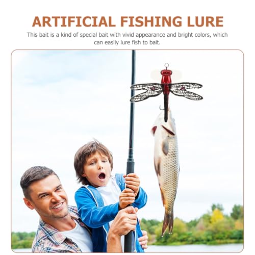 MAGICLULU 1pc Dragonfly Fishing Lure, Topwater Floating Imitation Bait for Bass and Trout, Realistic Dragonfly-Shaped Popper with Hooks, Freshwater Crankbait for Surface Angling