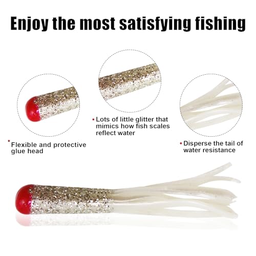 120pcs Fishing Crappie Lures -70pcs Jig Heads Hooks Kit,Small Soft Plastic Grub Lure, Tube Bait Jig Heads for Saltwater Freshwater Fishing - size: 120 pieces (70 Jigs + 50 Soft Baits)