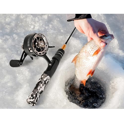 Ice Fishing Reel, 3.2:1 Gear Ratio Ultra Smooth 3+1 Ball Bearings Magnetic Drop Fishing Reel for Ice Fishing Front Fishing Rock Fishing Aluminum Alloy - size: Left Hand