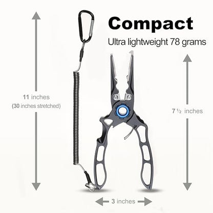 7.5” Fishing Pliers, Fishing Tool For Anglers, CNC Machined, Silver