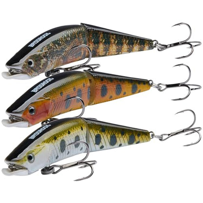 BASSROCK Minnow Swimbait Bass Trout Fishing Lure with Movable Lip Hard Bait 3.5” 1/2oz - color: 3-Pack in 3 colors (GGW)