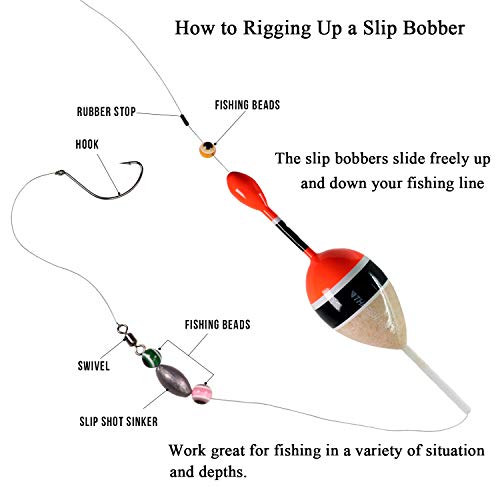 THKFISH Fishing Floats Bobbers Slide Floats Balsa Fishing Bobber Slip Bobbers for Crappie Panfish Trout Bass (1/2oz 2"x5.28") (1/6 1.6"x4.8") 5Pcs - color: Wood and Red, size: 1/2 oz 2"x5.28" - 5Pcs