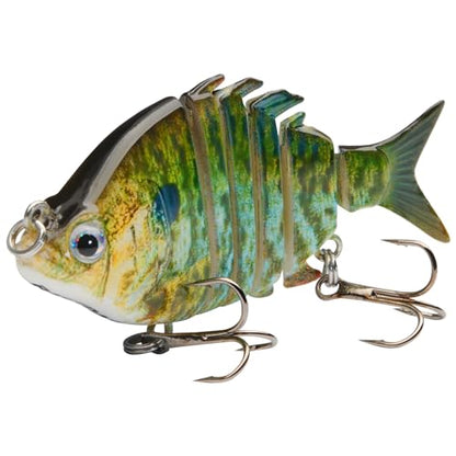 Bassdash SwimPanfish 0.34oz Hard Swimbaits Multi Jointed Topwater Trout Bass Fishing Crank Lure for Freshwater and Saltwater - color: Blue/Gold Pumpkinseed