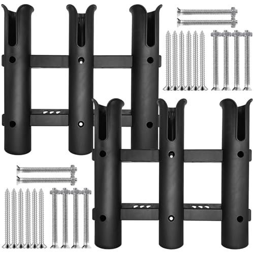 Fishing Rod Holder Bracket Tube 3 Rod Rack Wall Mounted Rod Holder Portable Fishing Pole Holders for Boat Truck Kayak Garag (Black)