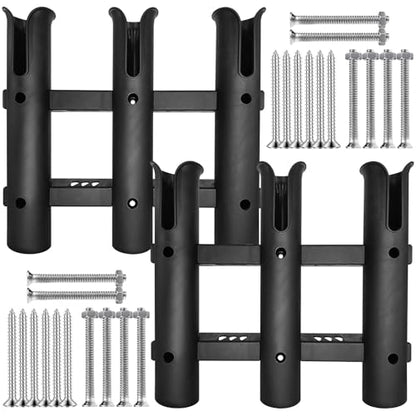 Fishing Rod Holder Bracket Tube 3 Rod Rack Wall Mounted Rod Holder Portable Fishing Pole Holders for Boat Truck Kayak Garag (Black)