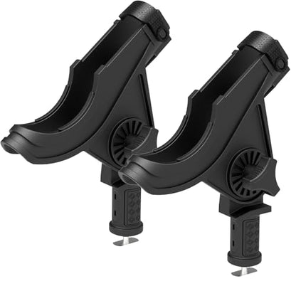 Huntury Kayak Track Fishing Rod Holder with Rubber Strap Easy Adjust and Remove, Compatible with Baitcasting and Spinning Reels, Track Mount Accessories, Kayak Fishing Accessories - color: Pack Of 2