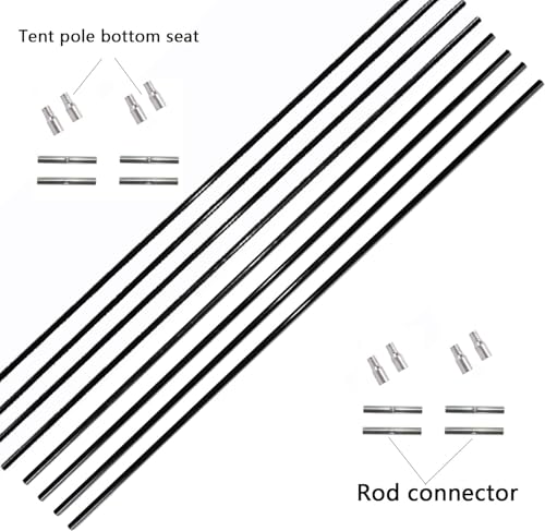 DIY Tent Pole, Replacement Tent Pole, Greenhouse Hoops,Telescopic Rod,Long Approximately 52ft, Diameter - 6.5mm,36 Packs, for Hiking Camping Backpacking Tent - color: 17 inches- 36 packs( black)