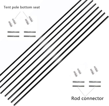 DIY Tent Pole, Replacement Tent Pole, Greenhouse Hoops,Telescopic Rod,Long Approximately 52ft, Diameter - 6.5mm,36 Packs, for Hiking Camping Backpacking Tent - color: 17 inches- 36 packs( black)