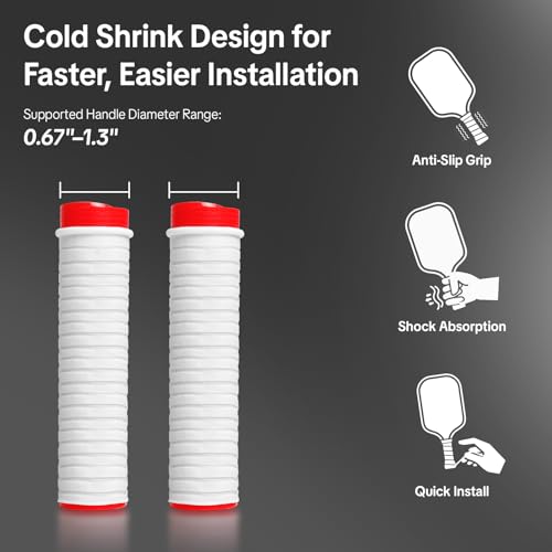 2-Pack Cold Shrink Grip Sleeve for Baseball Bat, 8.7"-10.6" Expansion Non-Slip Long Overgrip, Vibration Dampening Handle Cover for Baseball, Softball, Hockey Sticks, Fishing Rods & Tools - color: White