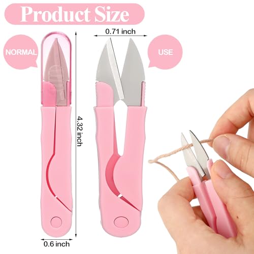 Mudder 24 Pcs U Shape Sewing Scissors with Protective Safety Cover Mini Snippers Shears Small Trimming Nipper Clipper for Various Materials Fishing Line DIY Sewing Tailoring Dressmaking Crafting - style: Lovely