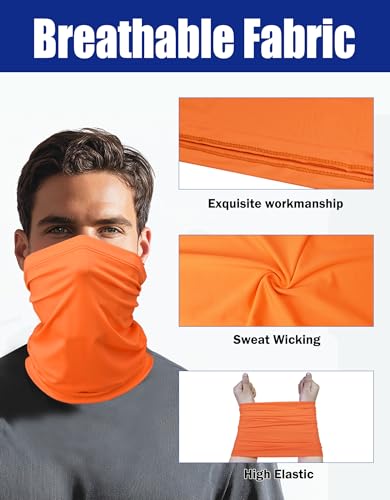 JHYWELL Cooling Neck Gaiter Face Mask, UV Protection Masks Gator, Windproof Bandana for Skiing, Fishing, Hiking, Cycling - color: Neon Orange